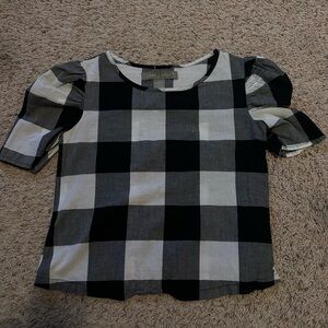 Chic Black and White Checkered Kids Blouse